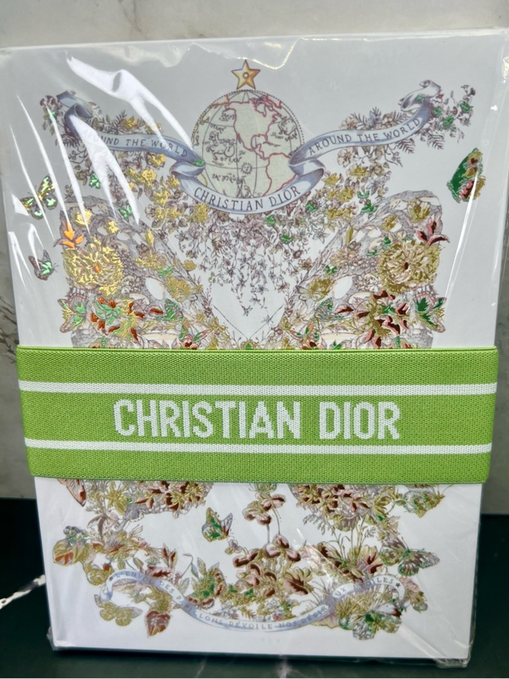 Dior Green Branded Notebook with Elastic Band